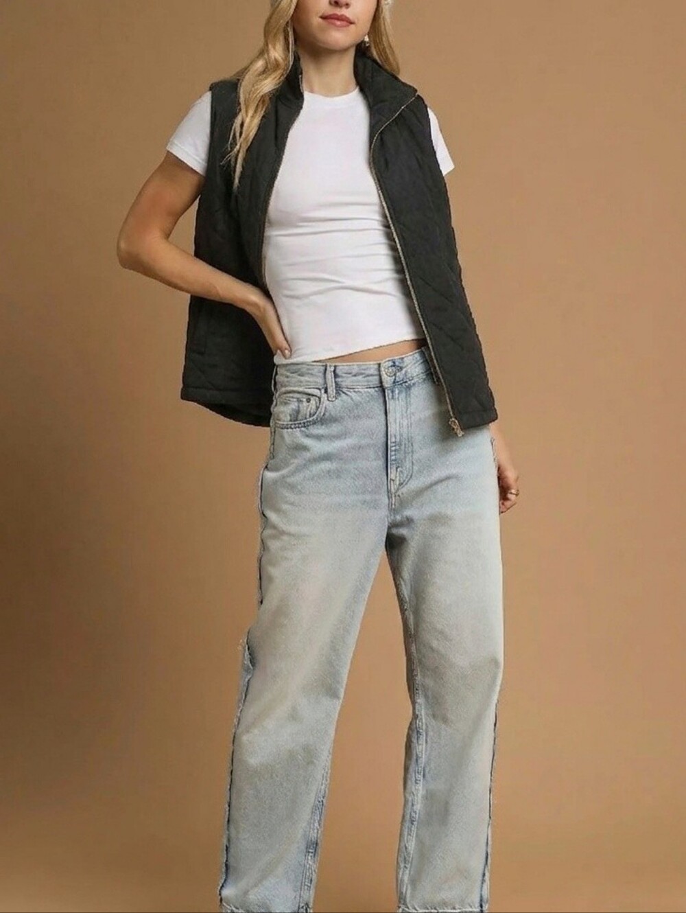 Umgee Quilted Full-Zip Lightweight Vest